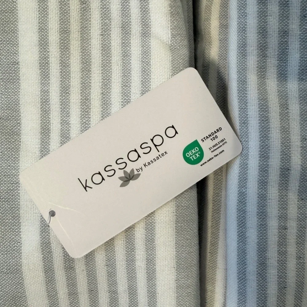 Kassaspa‎ by Kassatex Grey White Striped 100% Cotton Bath Towel Set of 2 NWT